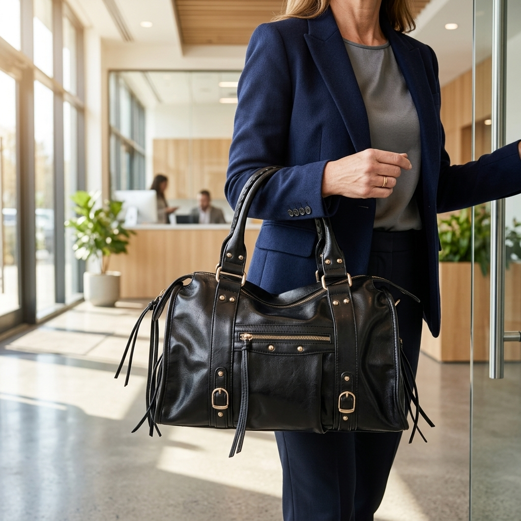 Vivara – Gold Detail Moto Satchel Bag