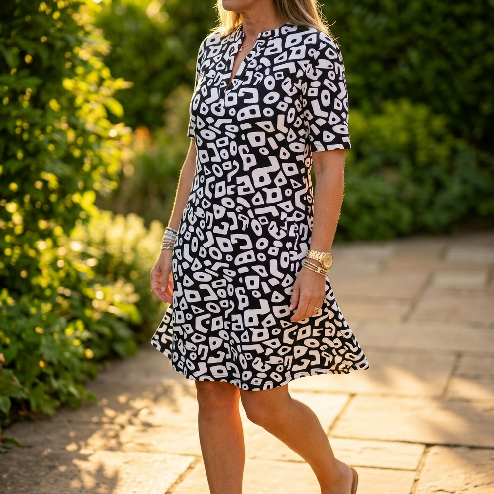 Vivara – Breezy V-Neck Printed Dress for Women