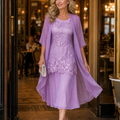 Lunavia – Women's Floral Lace Dress Set with Chiffon Shawl