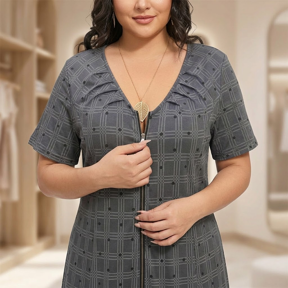 Zippella – Women's Zip-Front Midi Dress