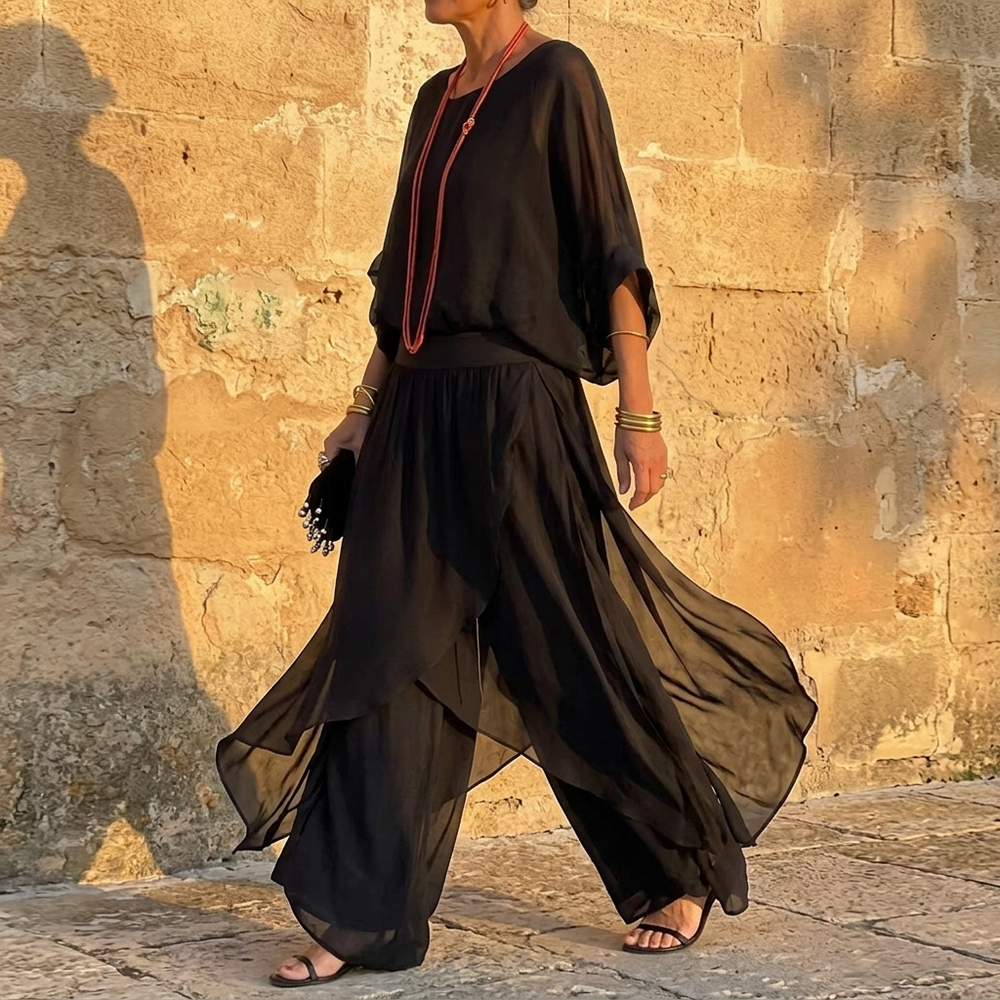 Vivara – Women's Flowy Chiffon Two Piece Set