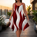 Solenza – Asymmetric Swirl Print Midi Dress