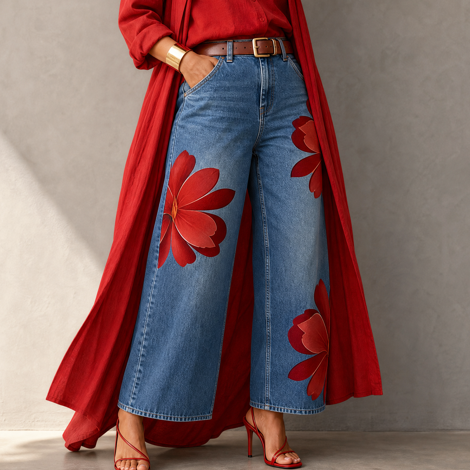 Florenza – Women's Bold Floral Wide-Leg Jeans