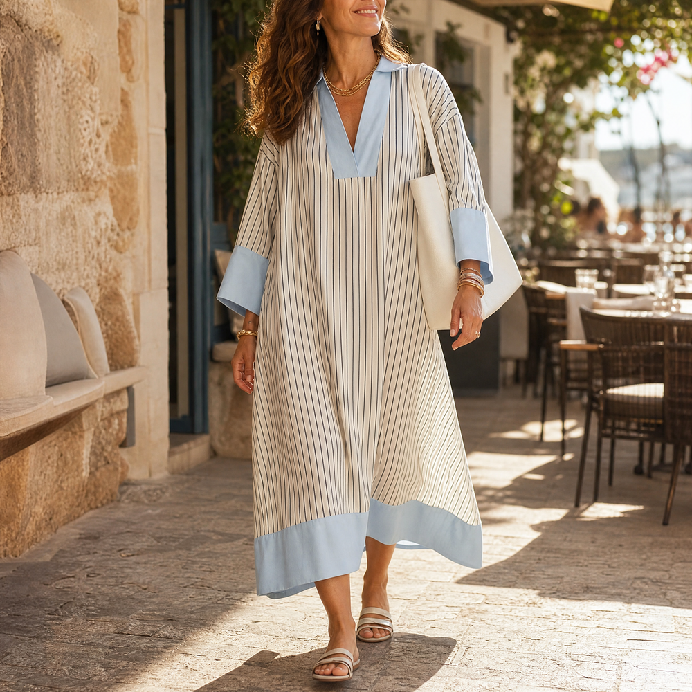Florene – Women's Lightweight Striped Midi Dress