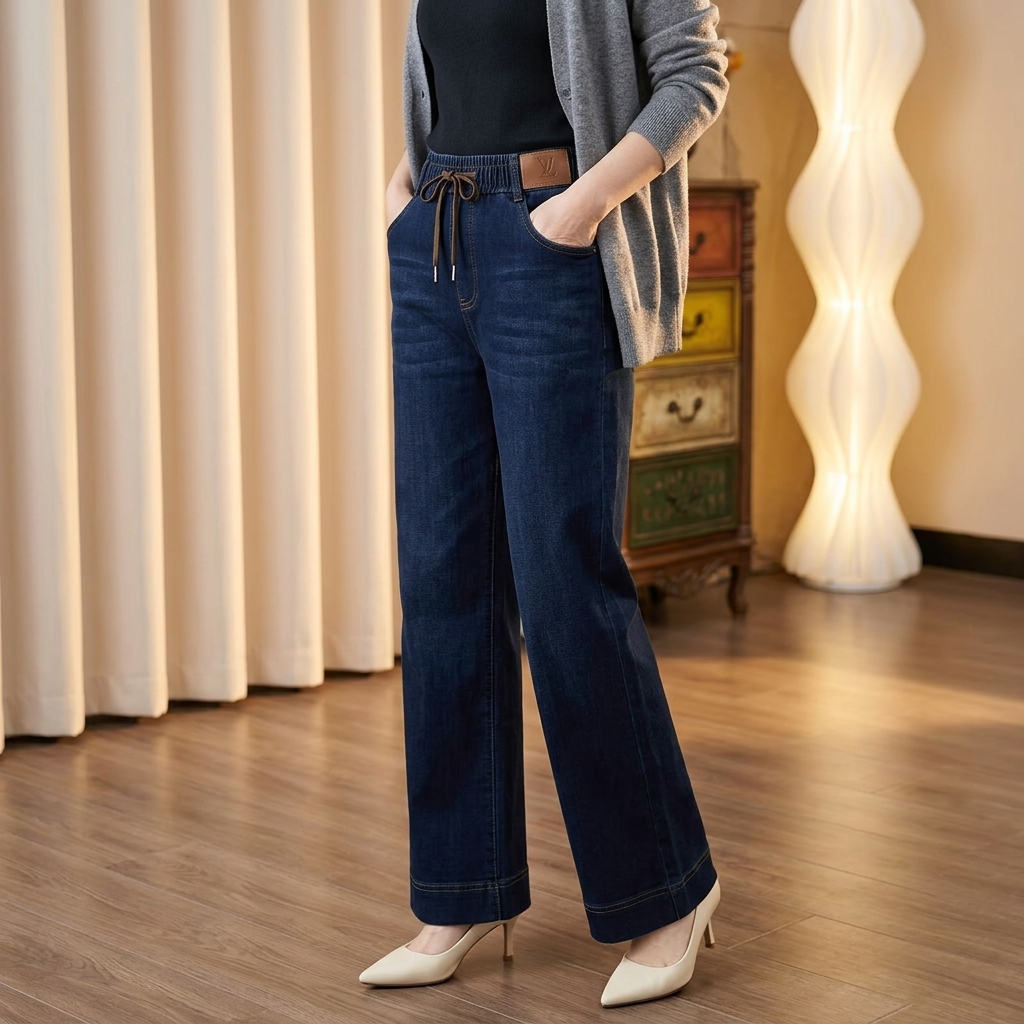 Velora – Drawstring Wide-Leg Comfort Jeans