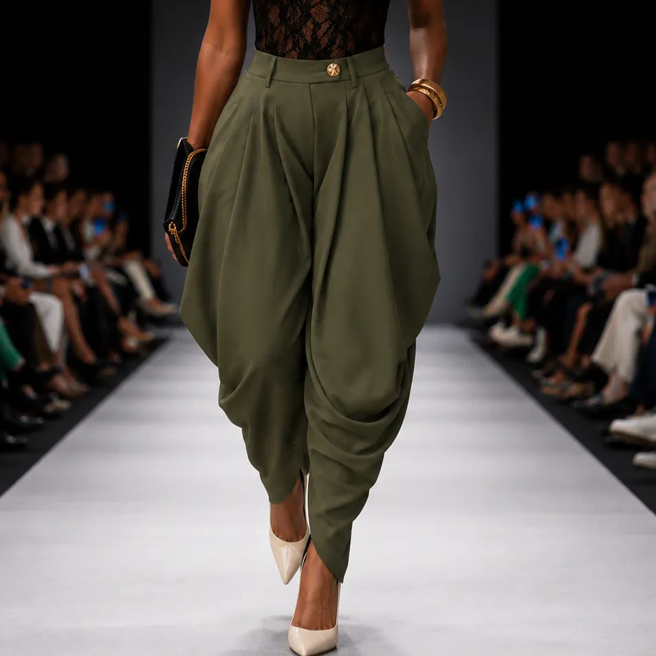 Velora – High Waist Pleated Tapered Wide Leg Trousers for Women