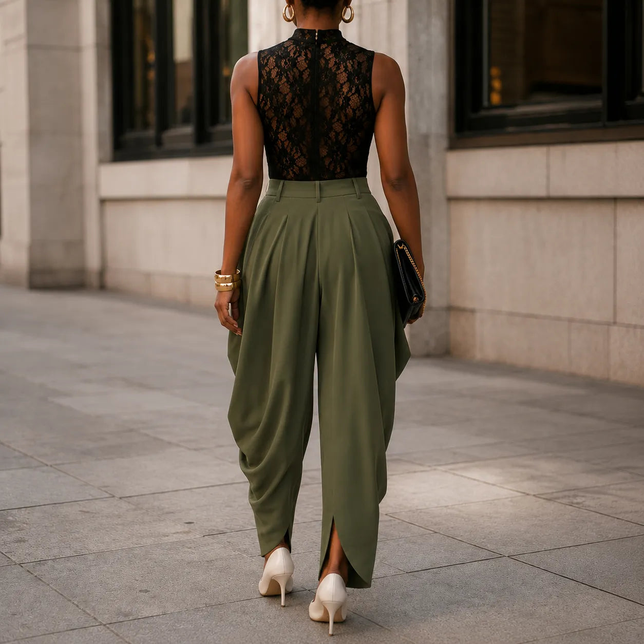Velora – High Waist Pleated Tapered Wide Leg Trousers for Women