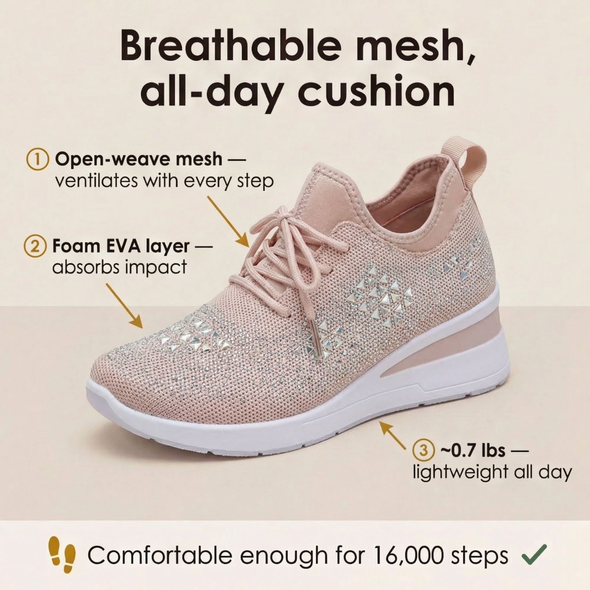Stellara – Women’s Rhinestone Wedge Sneakers
