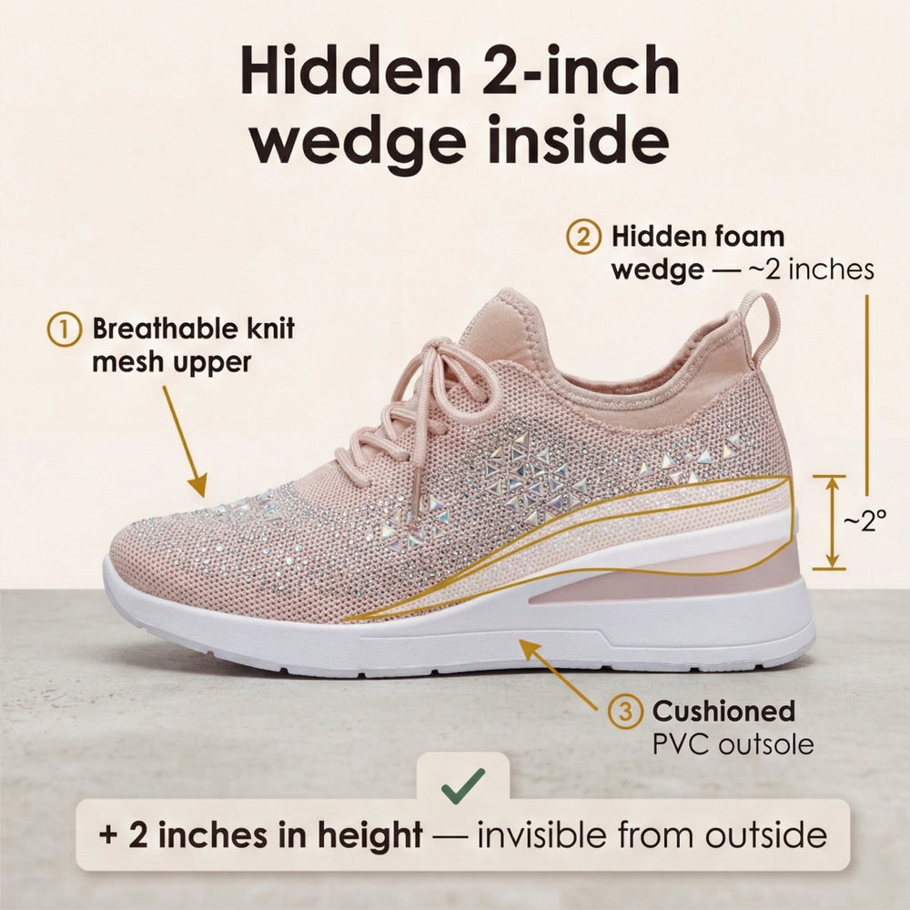 Stellara – Women’s Rhinestone Wedge Sneakers