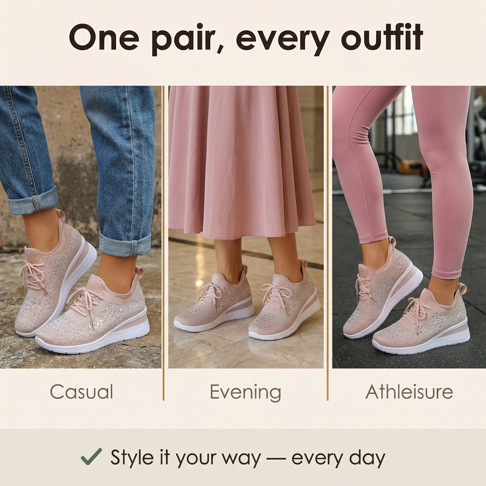 Stellara – Women’s Rhinestone Wedge Sneakers