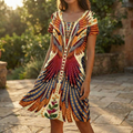 Vivara – Bold Peacock Wingspan Summer Dress
