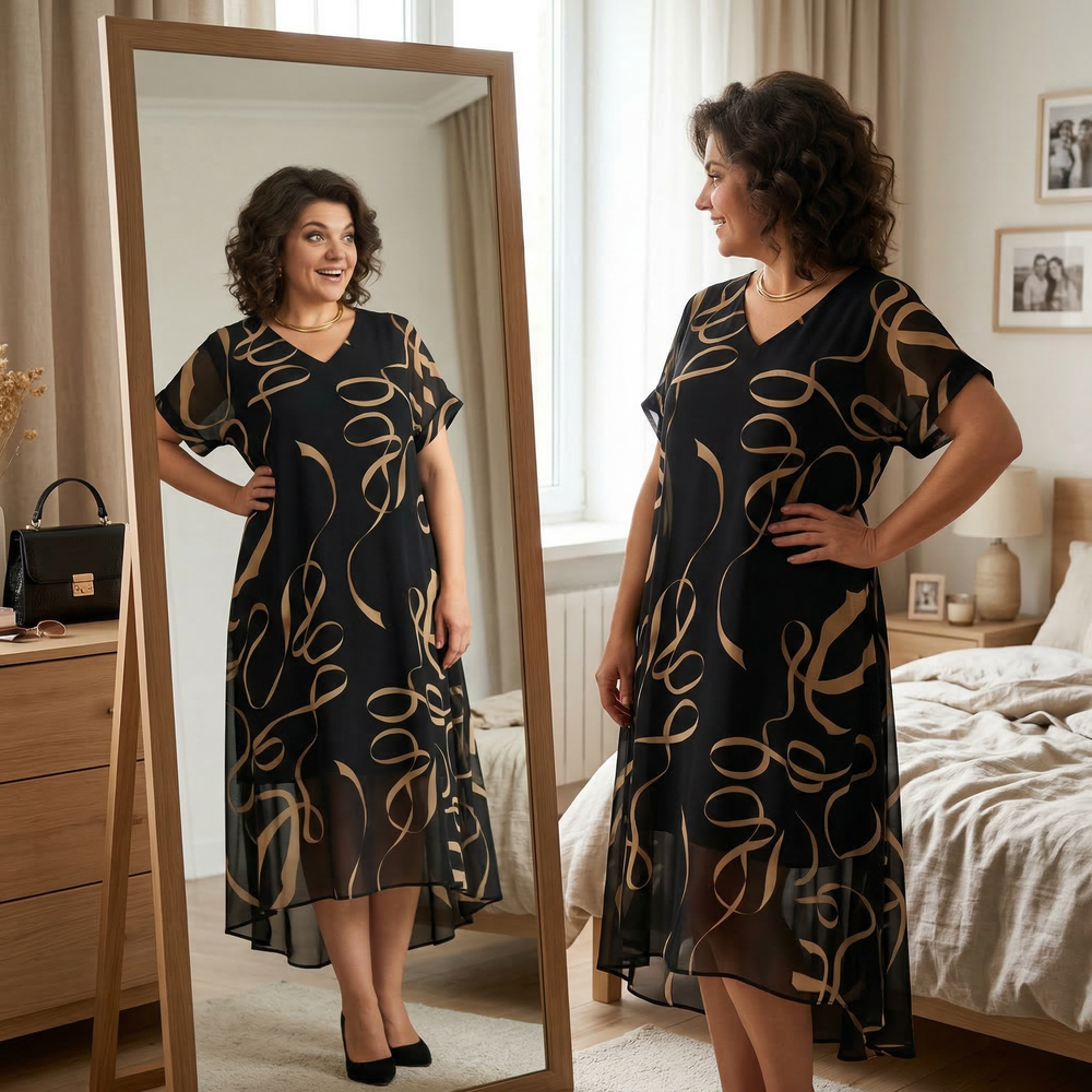 Vivara – Flowing Chiffon Midi Dress for Women