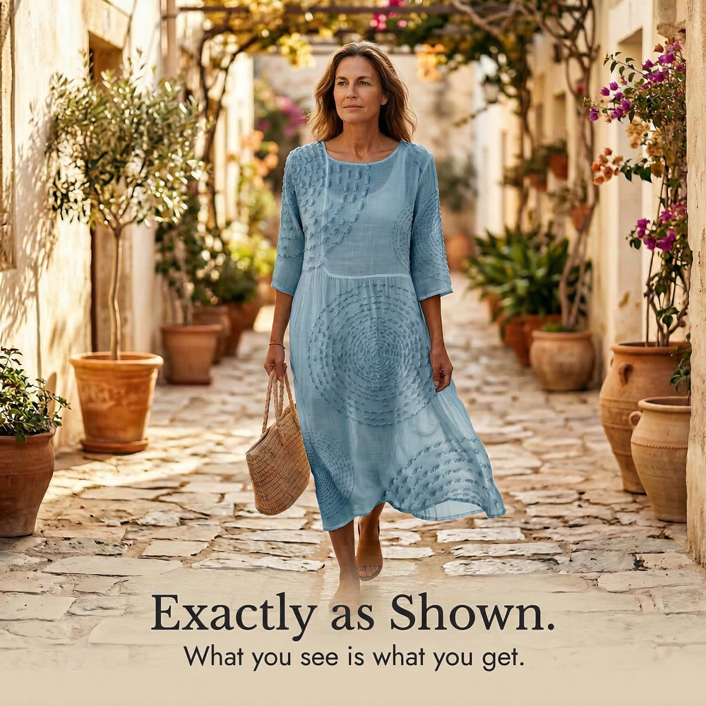 Tessara – Embossed Texture Midi Dress for Women