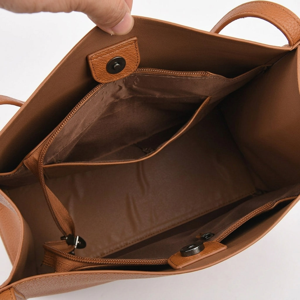 Solenne – Soft Leather Shoulder Tote