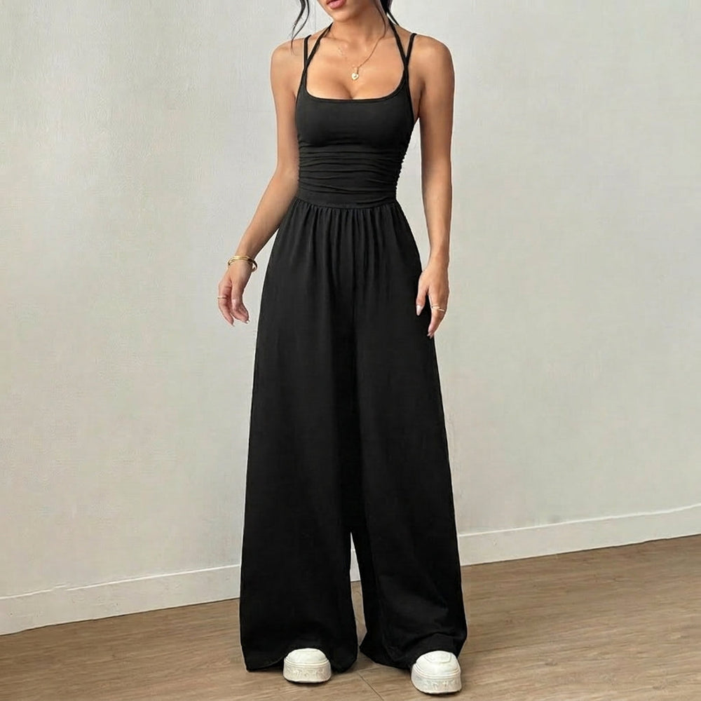 Solenne – Women's Ruched Bodice Wide Leg Jumpsuit