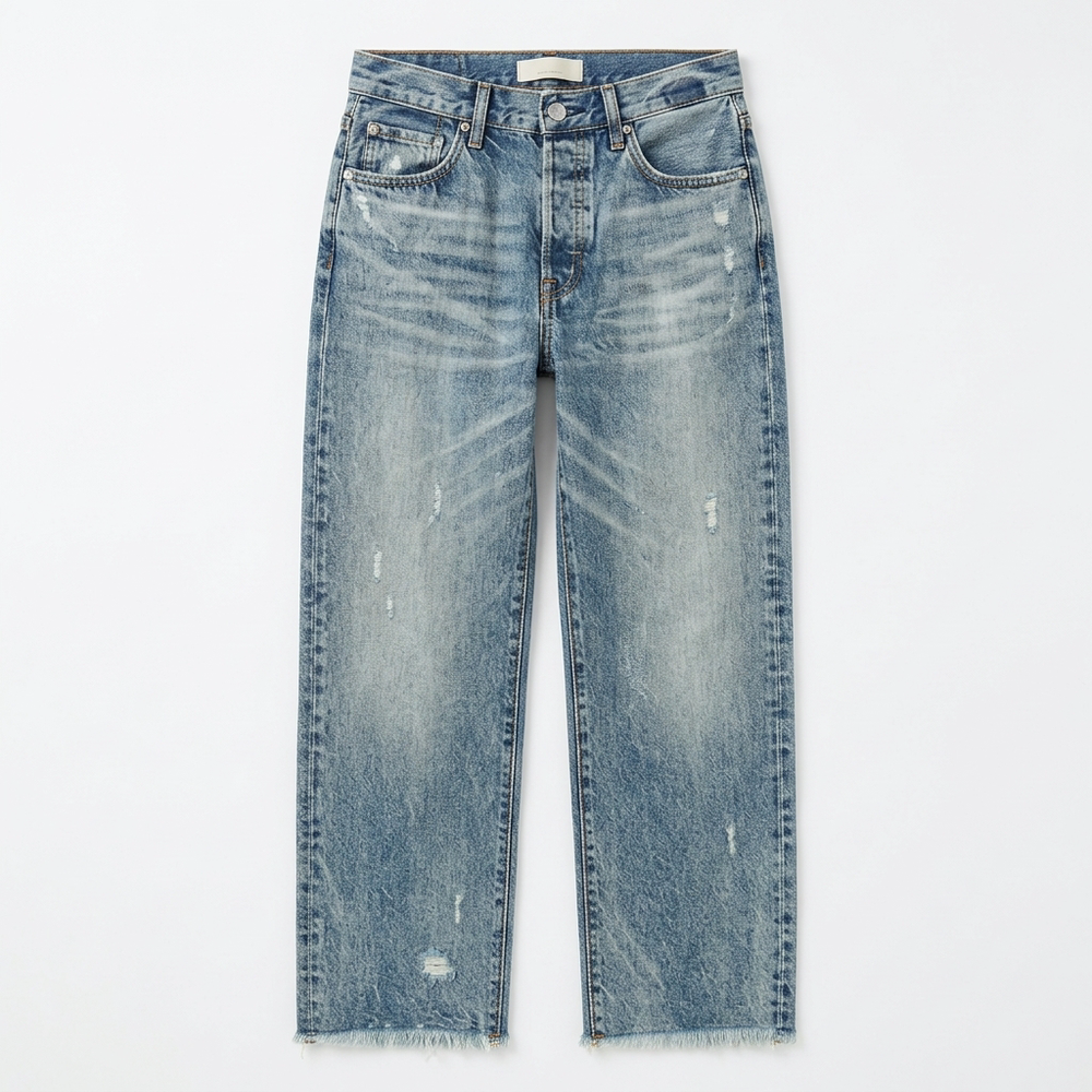 Vivara – Women's Retro Fringed Cropped Straight Leg Jeans