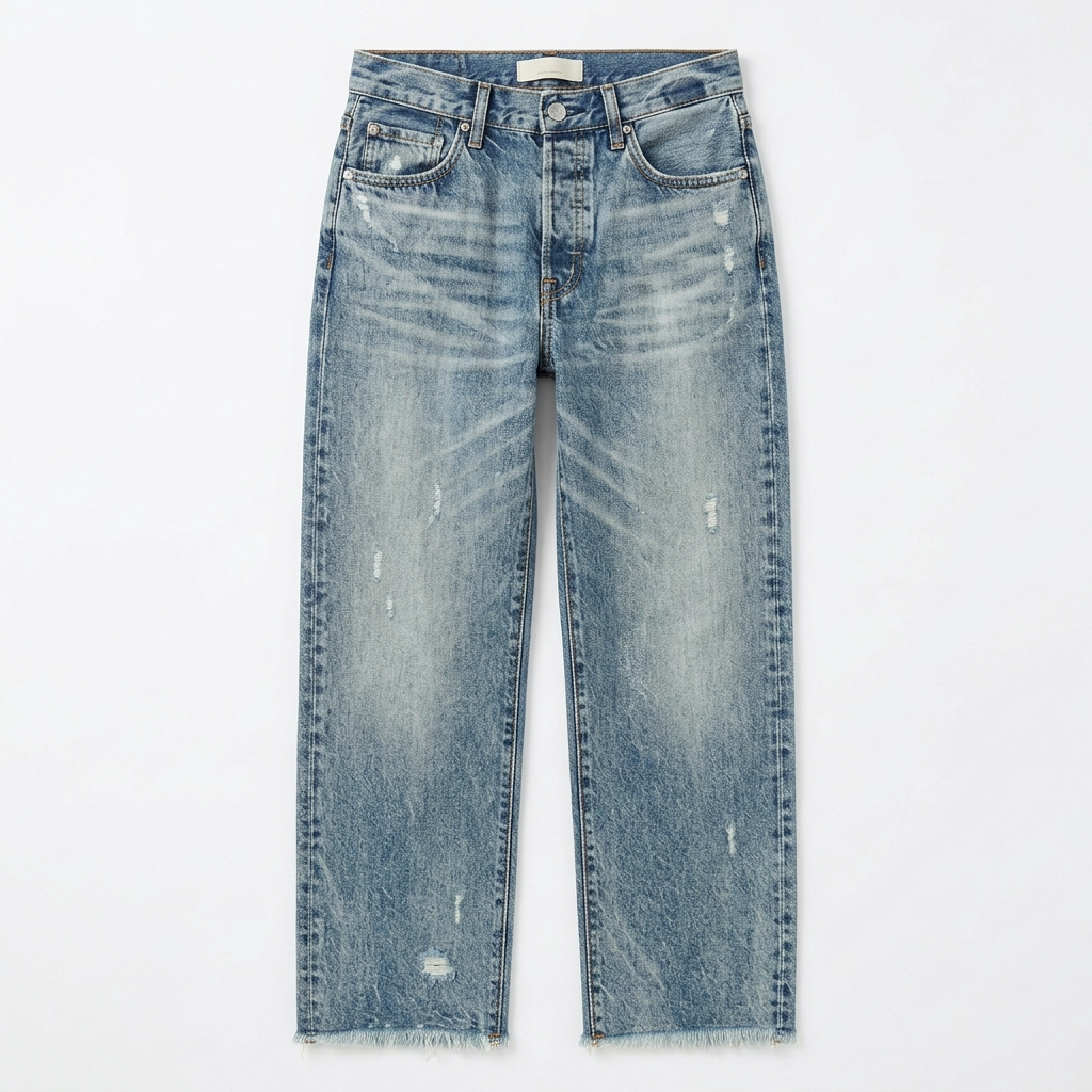 Vivara – Women's Retro Fringed Cropped Straight Leg Jeans