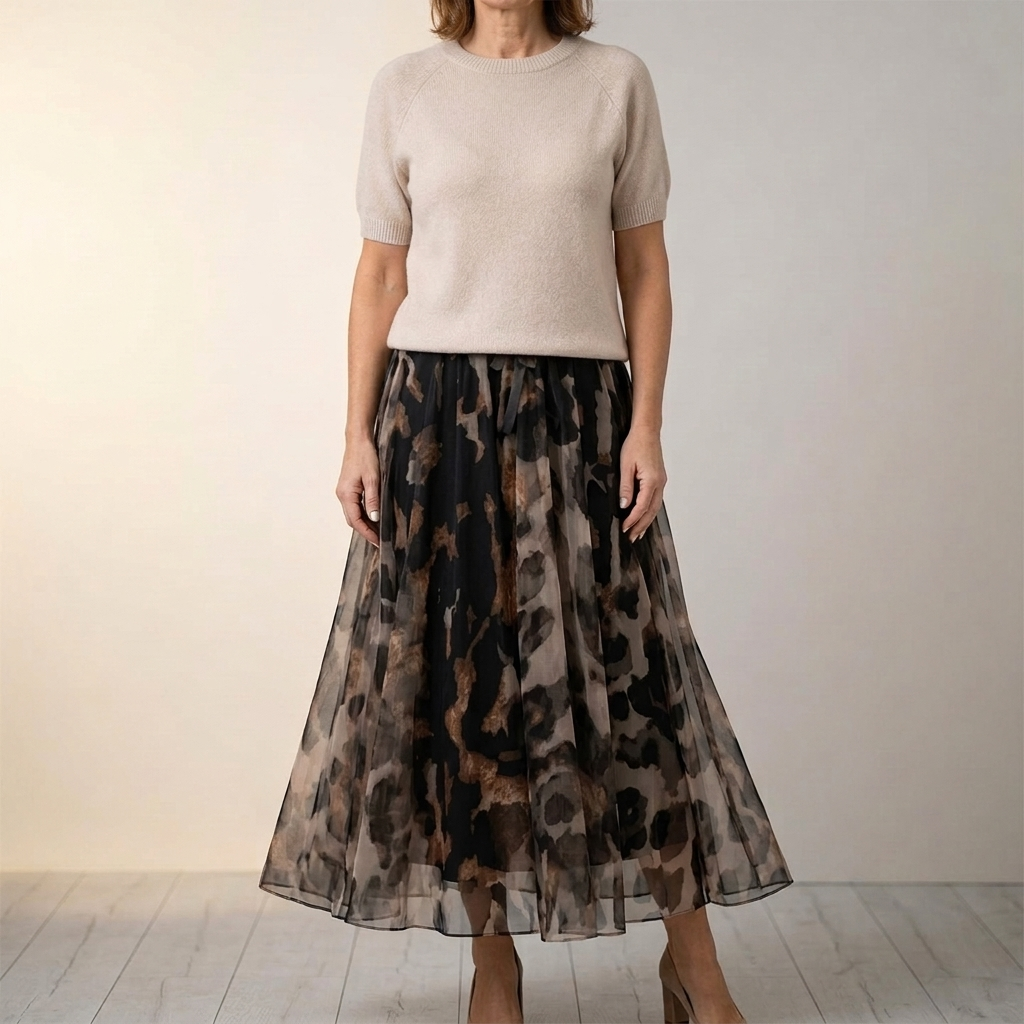 Vivara – Women's Soft Knit & Leopard Skirt Set