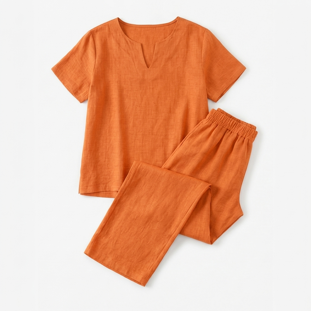 Lunessa – Women's Breezy V-Neck Top and Pants Set