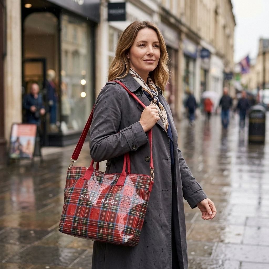 Carroway – Glossy Checkered Tote Bag