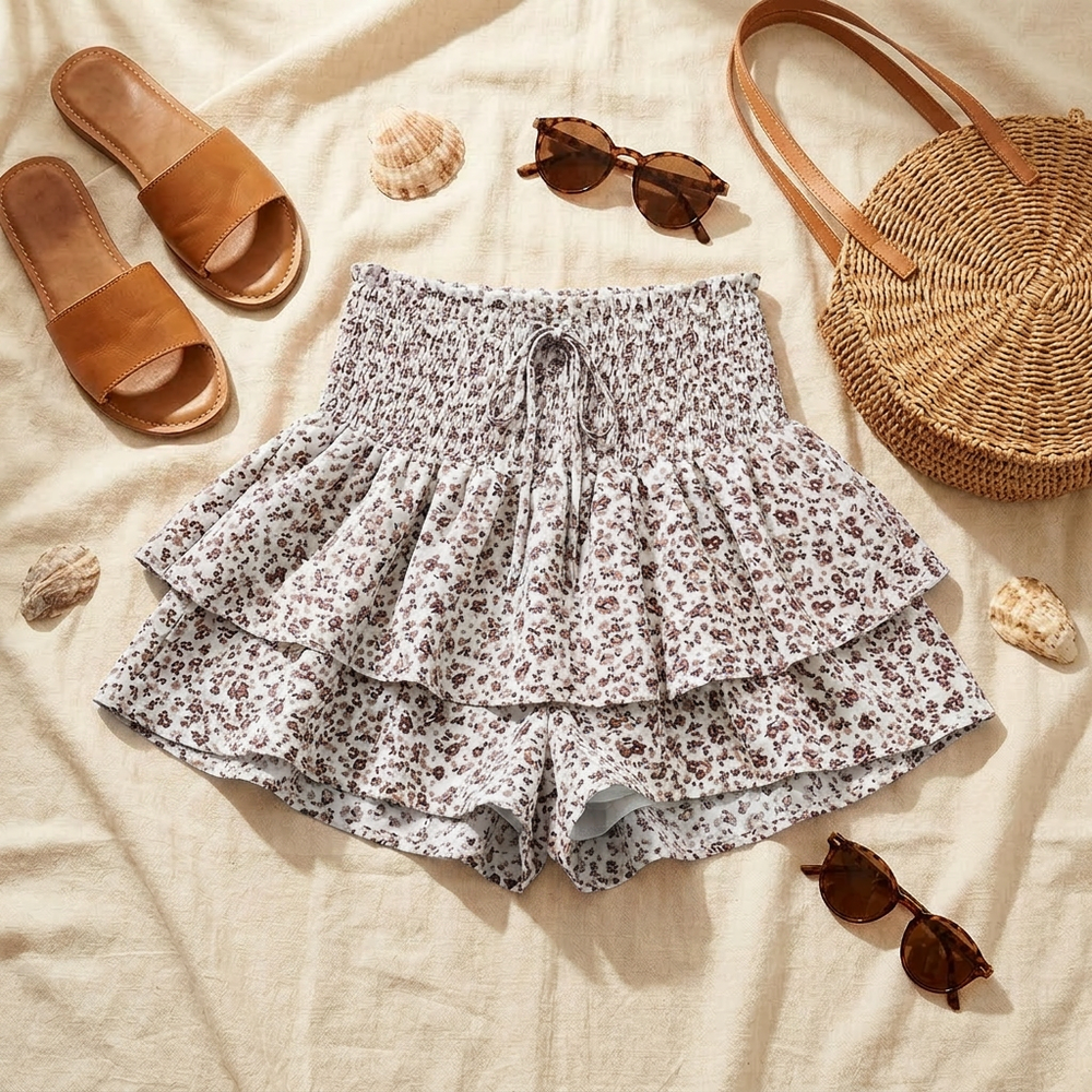 Florelle – High-Waist Floral Ruffle Skort