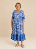 Florenza – Boho V-Neck Floral Midi Dress with Tiered Hem