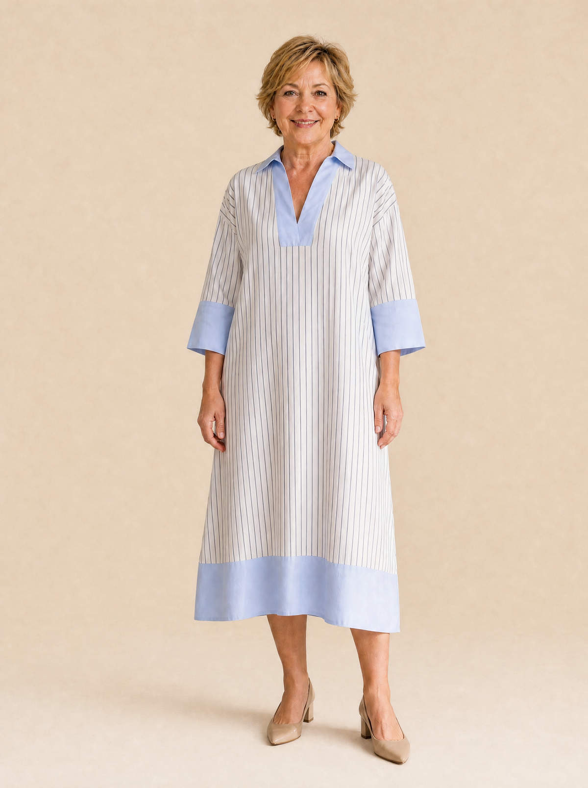 Florene – Women's Lightweight Striped Midi Dress