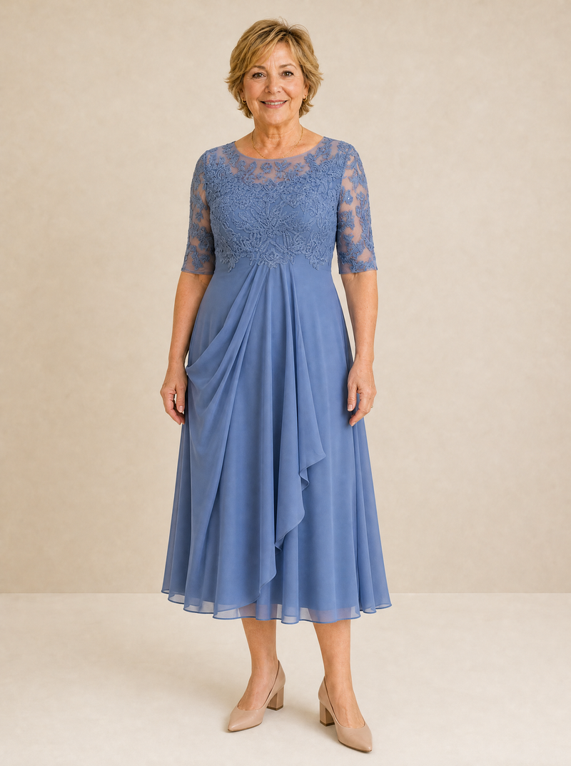 The Mirage | Lace Midi Dress with Sleeves | Elegant Occasion Dress
