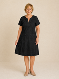 Aurelene – Women's V-Neck Denim Dress with Pockets
