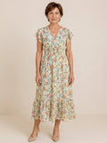 Florenza – Women's Floral V-Neck Smocked Midi Dress
