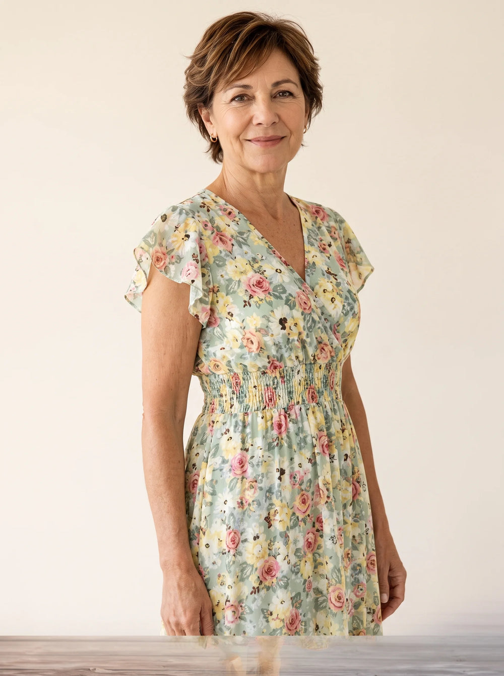 Florenza – Women's Floral V-Neck Smocked Midi Dress