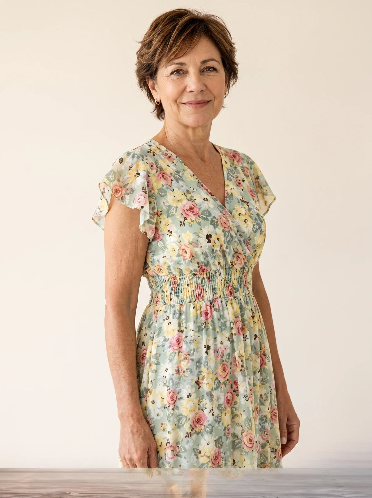 Florenza – Women's Floral V-Neck Smocked Midi Dress