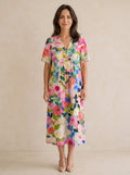 Florenza – Women's Painted Floral Plus-Size Midi Dress