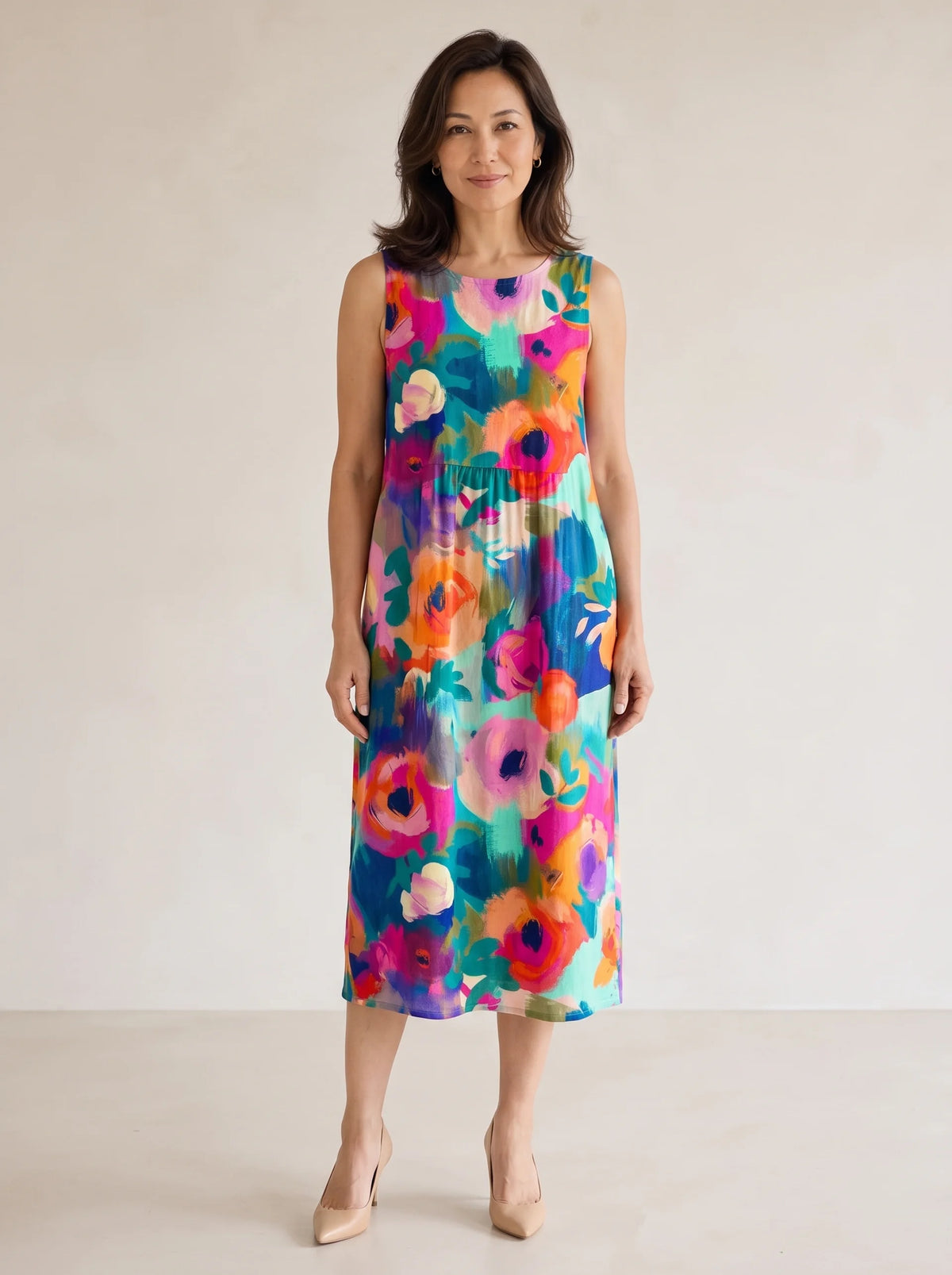 Florenza – Women's Painterly Floral Midi Dress