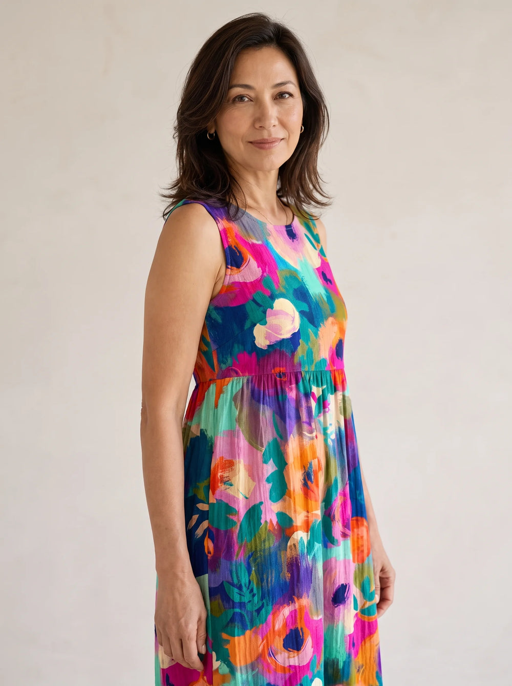 Florenza – Women's Painterly Floral Midi Dress