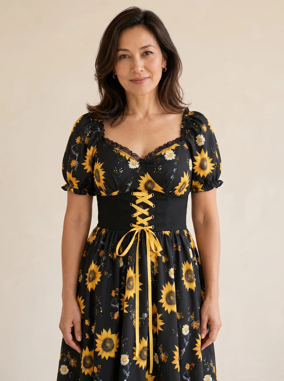 Florenza – Women's Sunflower Corset Midi Dress