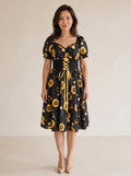 Florenza – Women's Sunflower Corset Midi Dress