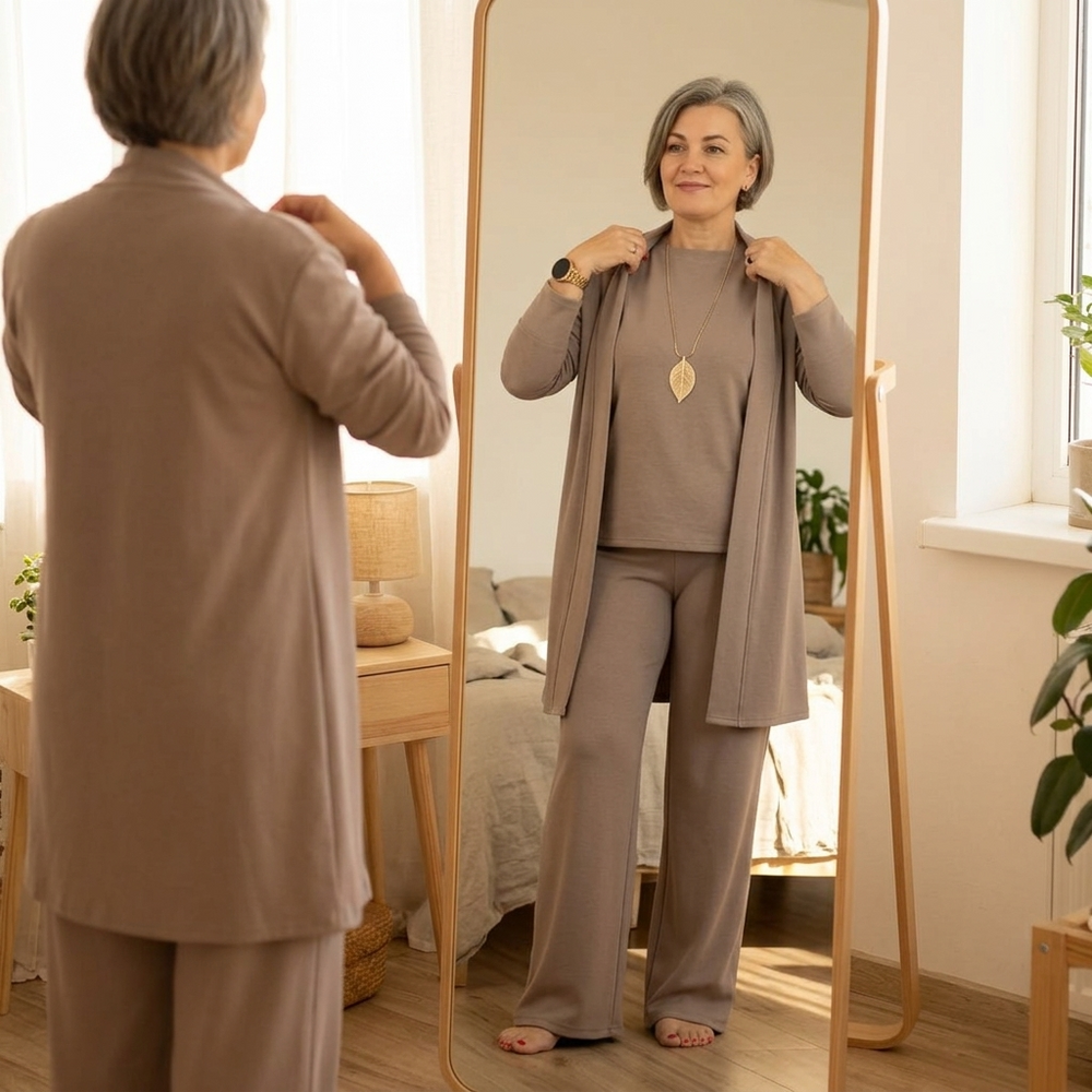 Vivara – Women's Three-Piece Matching Set with Longline Cardigan