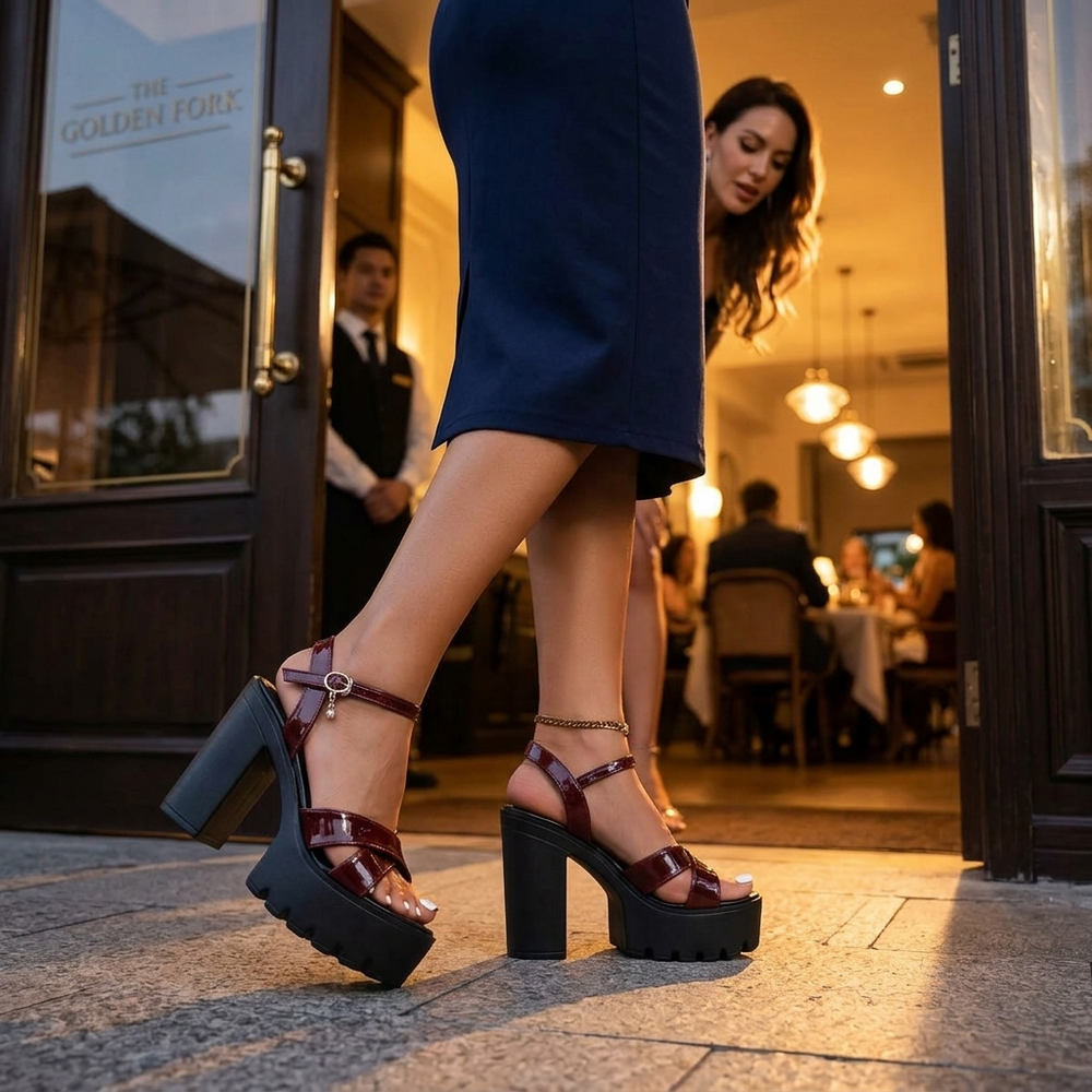 Elevana – Chunky Platform Ankle Strap Heels