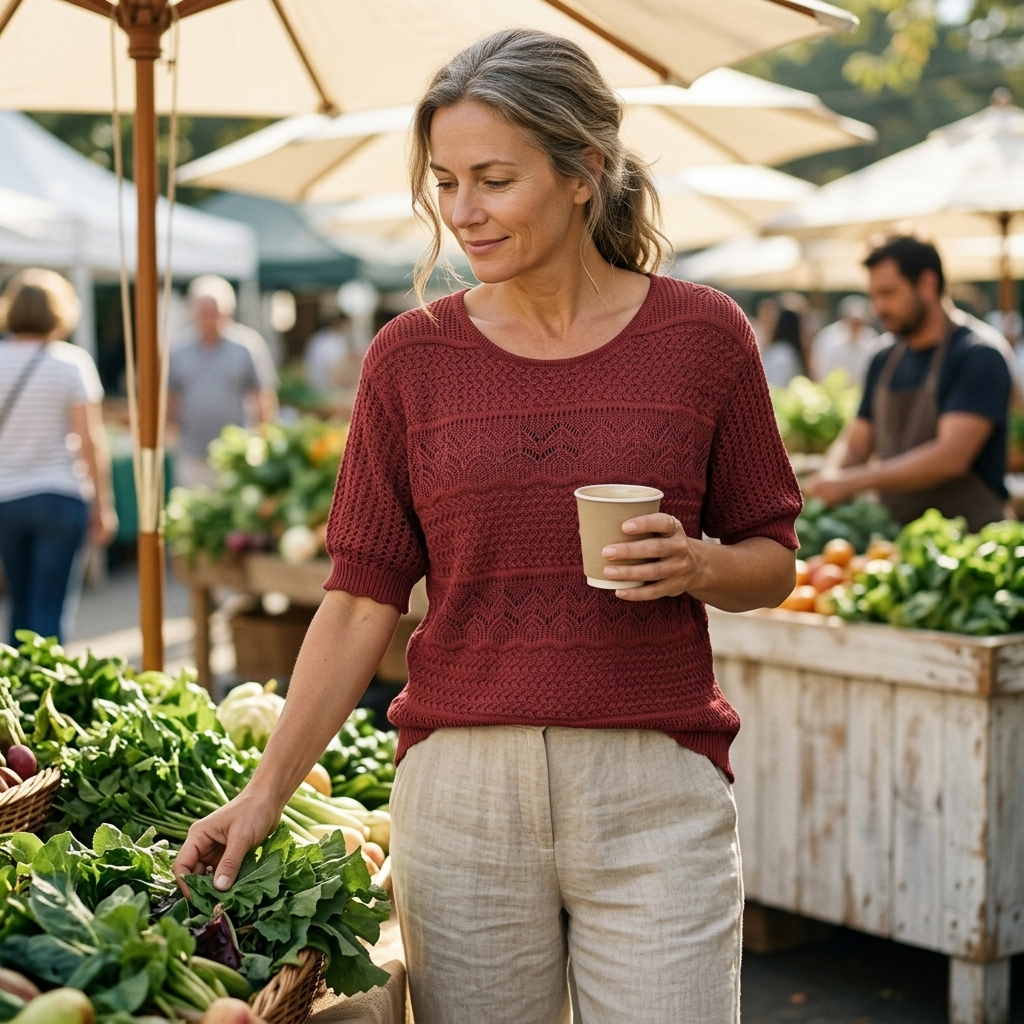 Wovelle – Women's Textured Knit Top for Warm Days