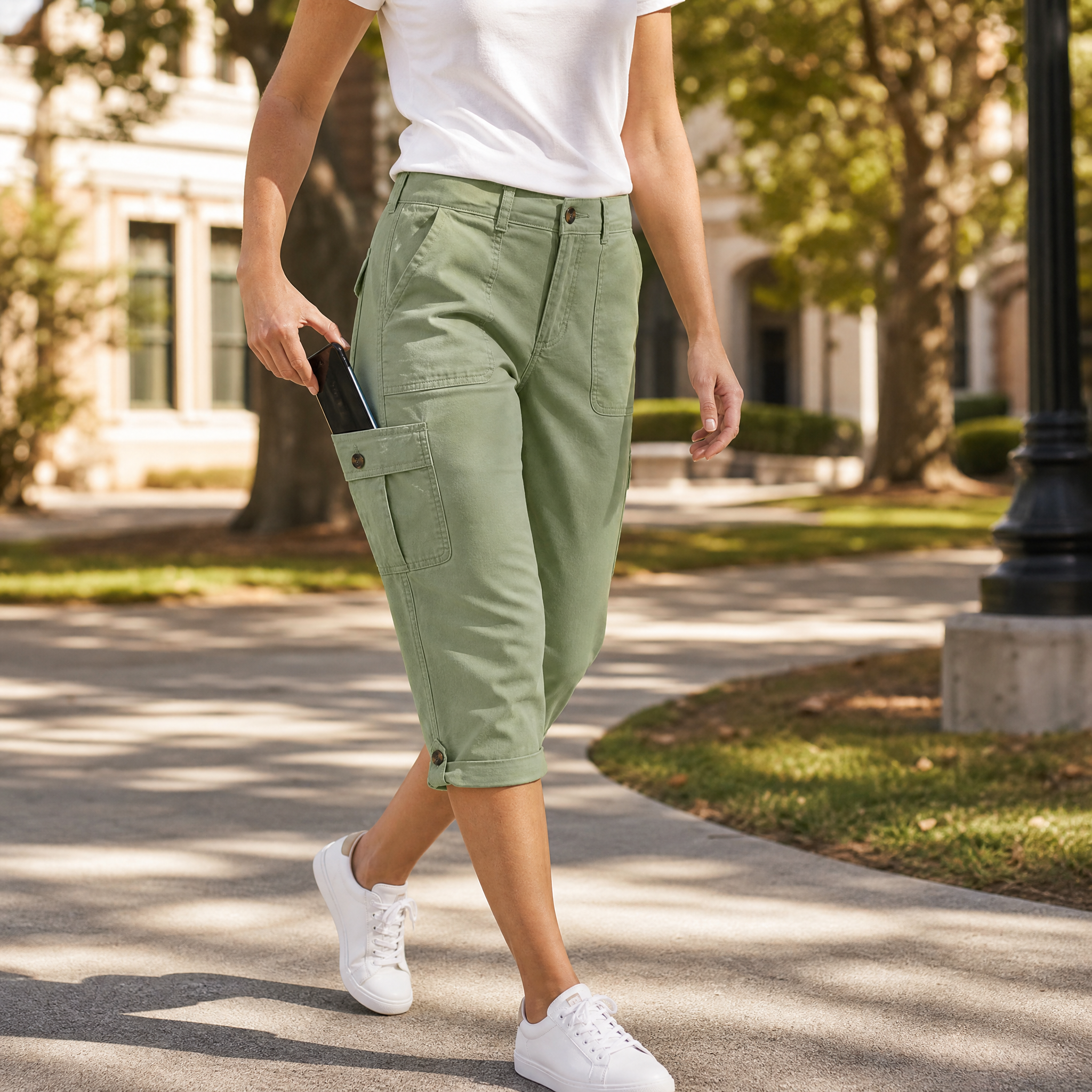 Movana – Women's Comfortable Stretch Capri with Pockets