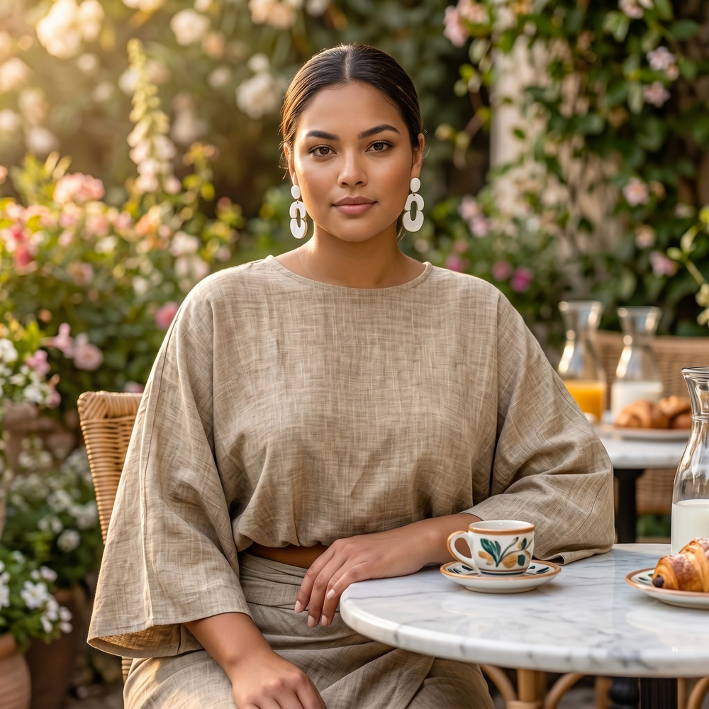 Lunavia – Women's Kimono Sleeve Plus-Size Two-Piece Set