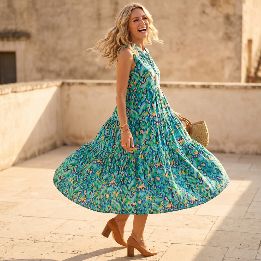 Soleia – Women's Tiered Boho Midi Dress