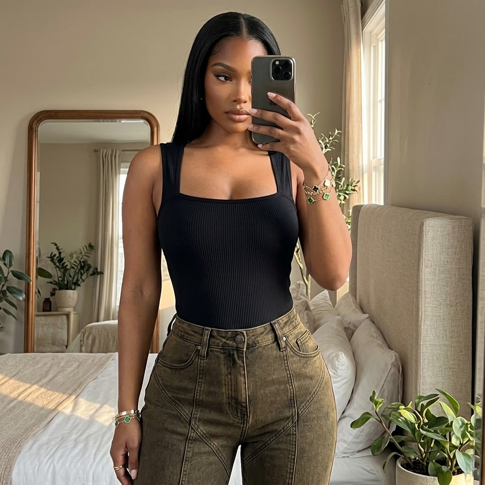 Snatella – Snatched Square Neck Bodysuit for Everyday Layering