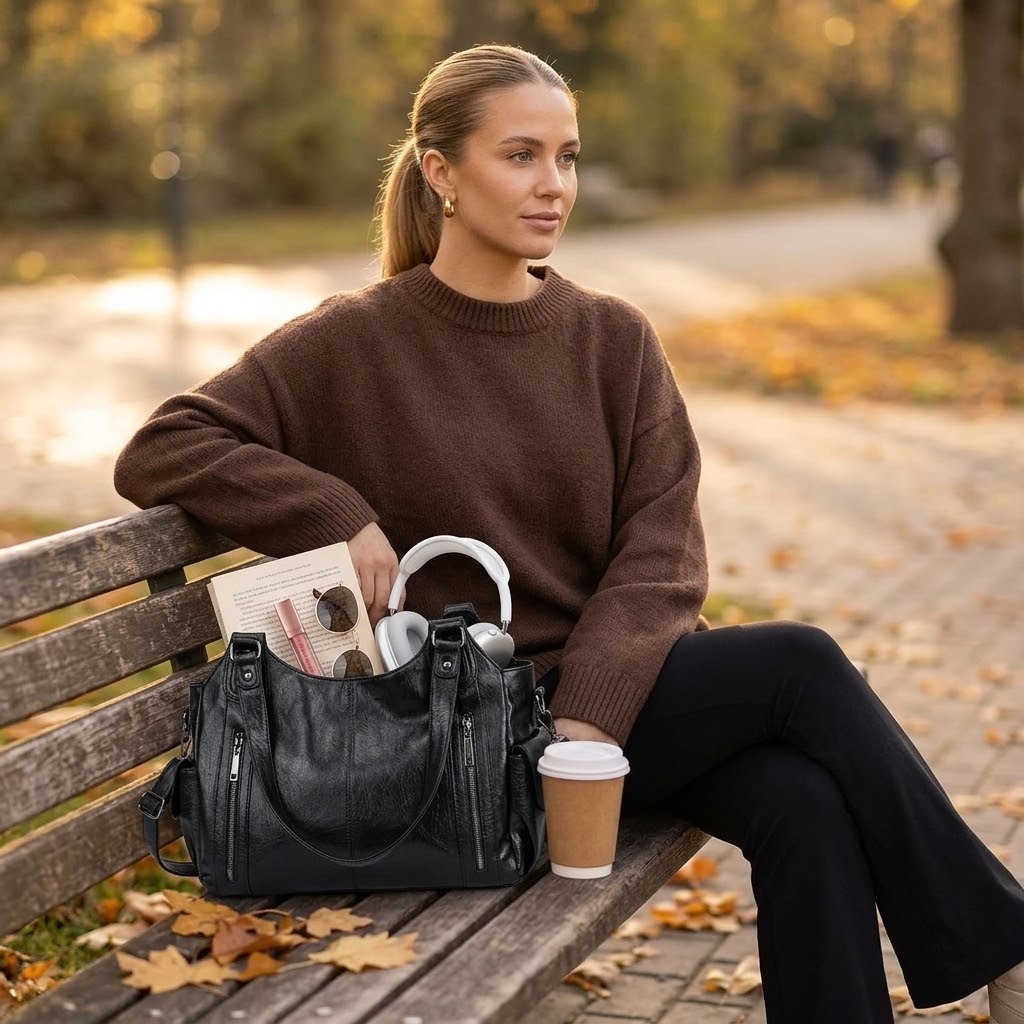 Noirvere – Slouchy Vegan Leather City Tote