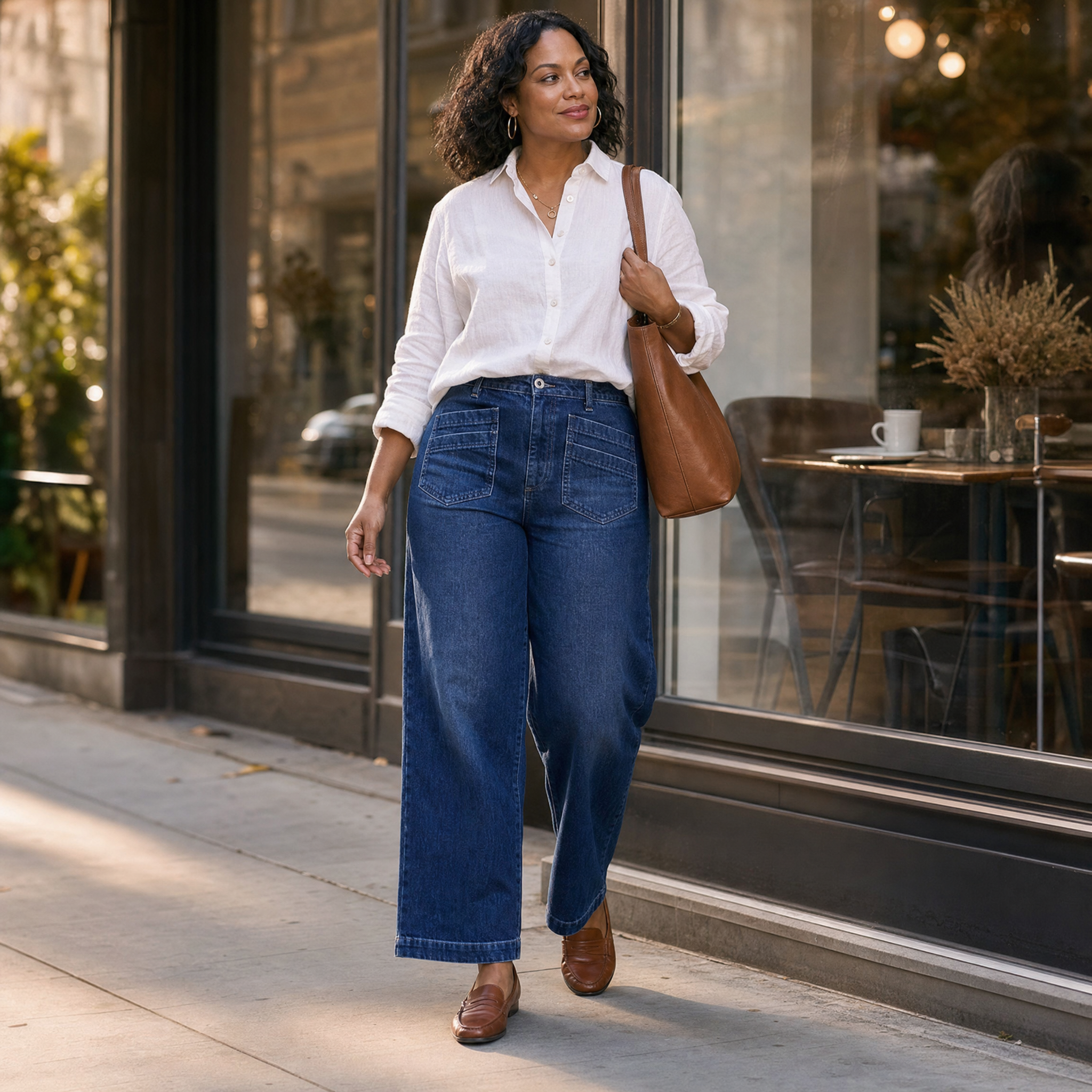 Vellora – Women's Patch-Pocket Wide-Leg Jeans