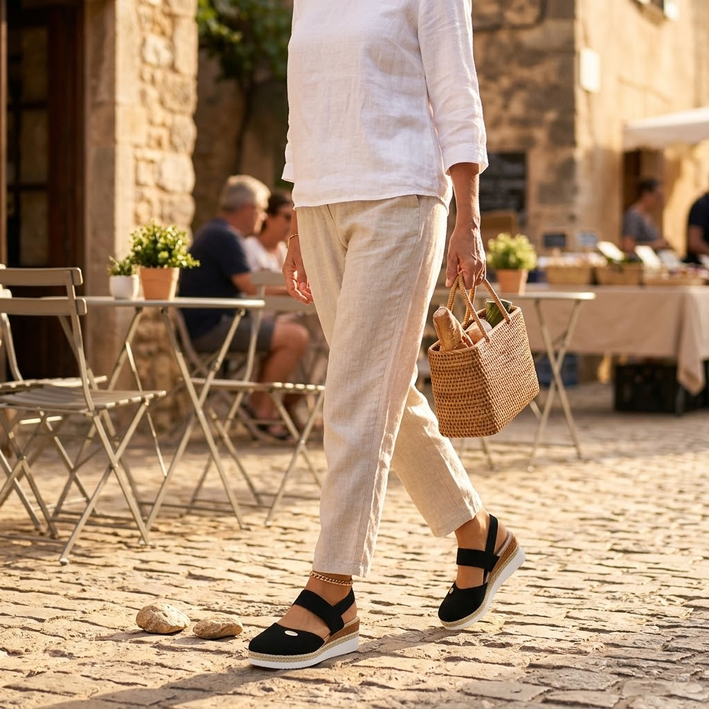 Stepwell – Cushioned espadrille wedge sandals