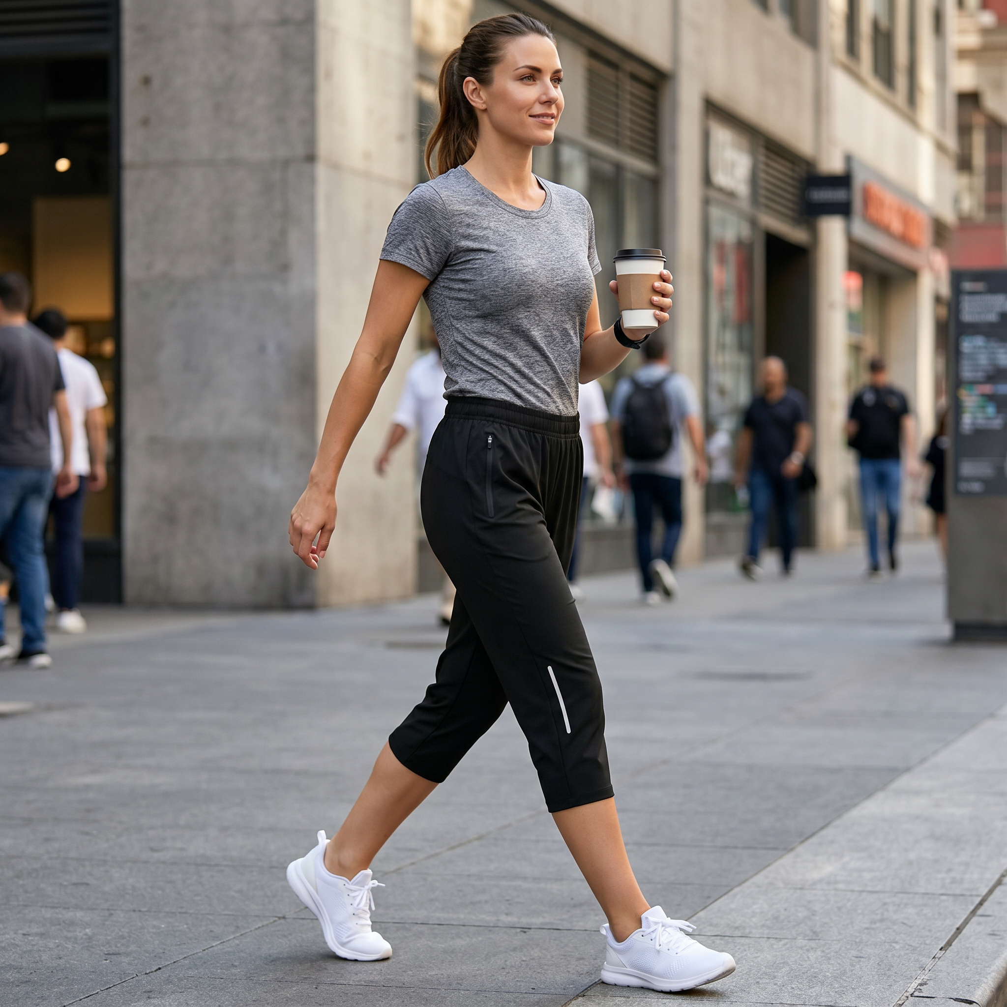 Movella – Women's Stretch-Fit Capri Pants with Zip Pockets