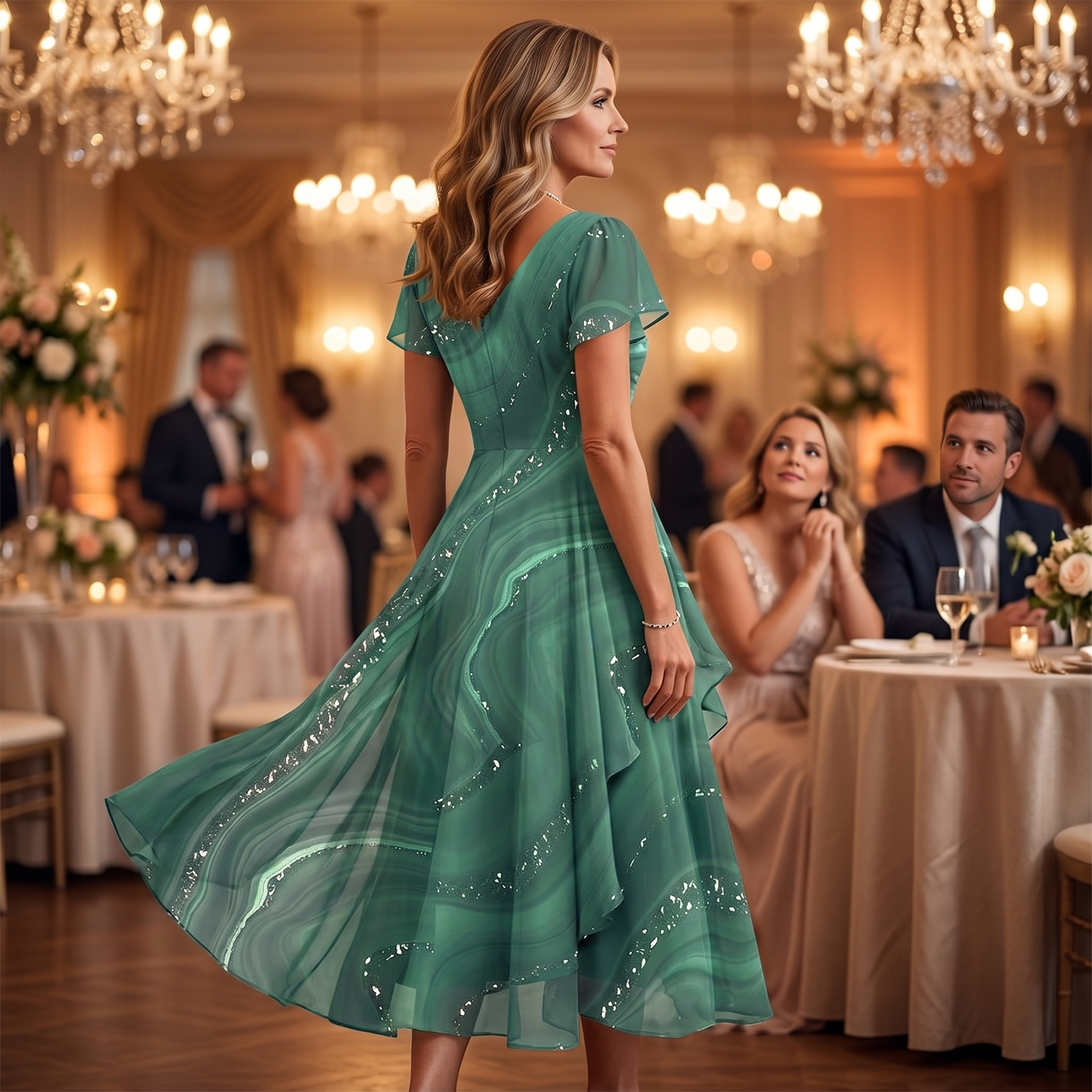 Osyla – Women's Flowing Marbled Midi Dress