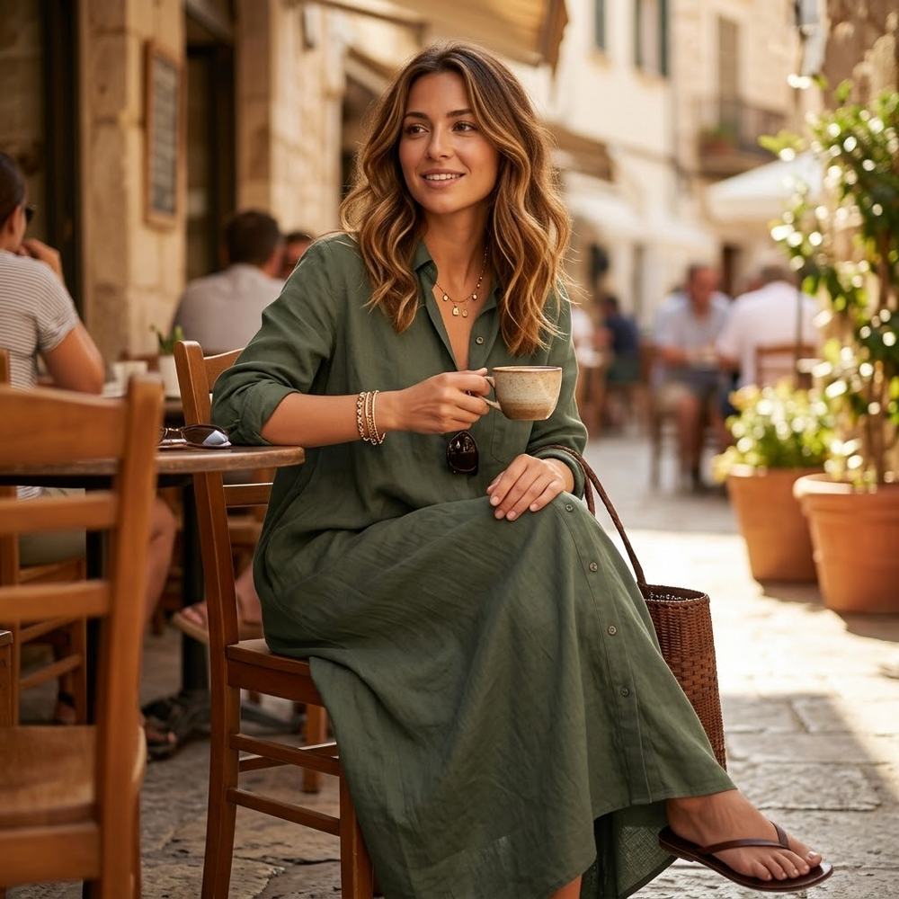 Marivelle – Women's Effortless Maxi Shirt Dress with Pockets